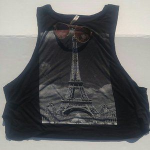 Pink Berry Eiffel Tower Tank Top with Dropped Armhole Sexy SZ L